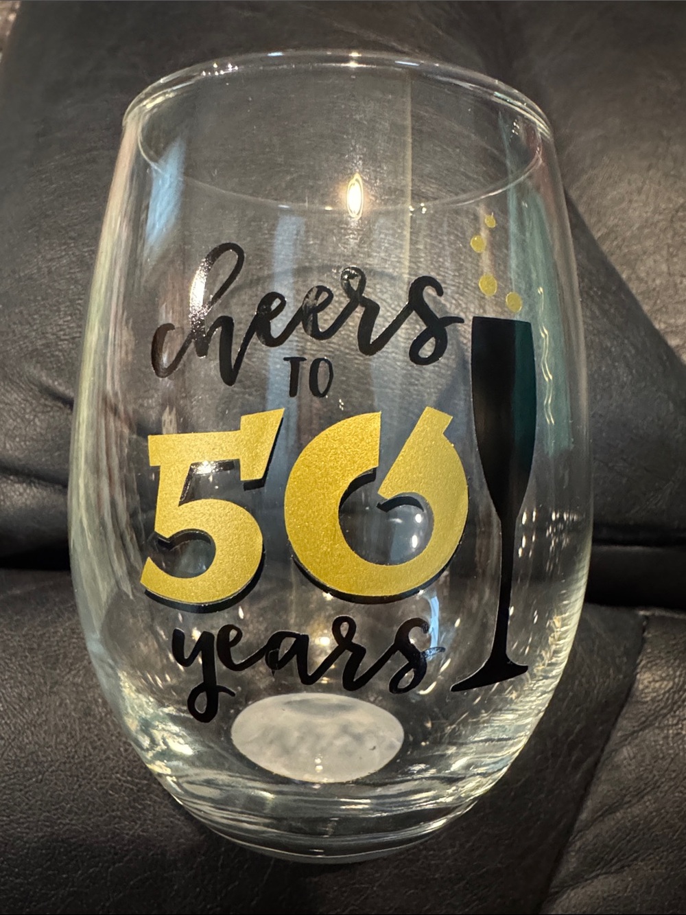 Cheers to 50 Years Gold & Black Stemless Wine Glass